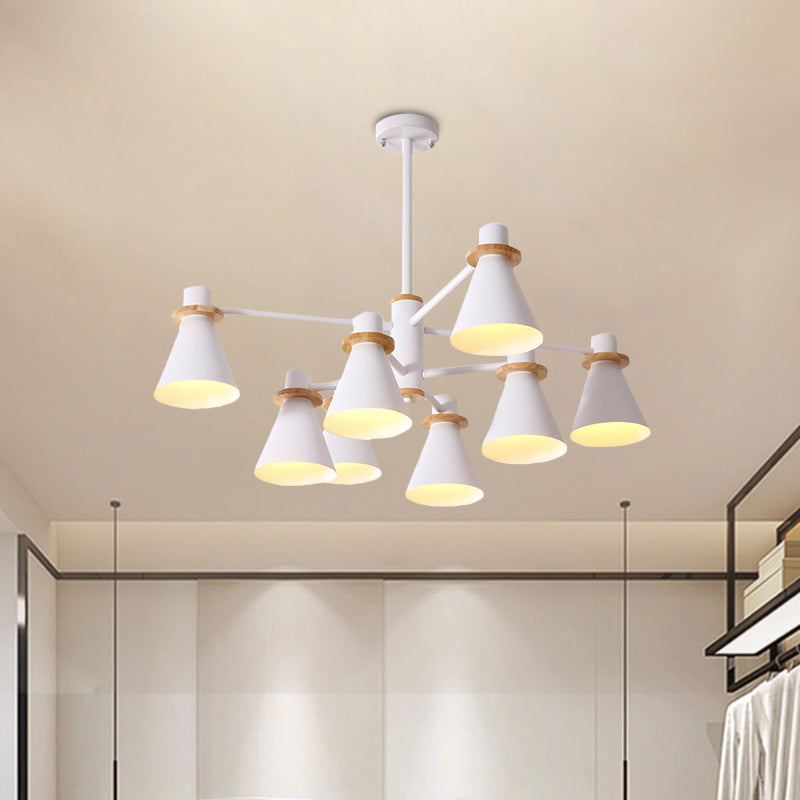 Contemporary Suspension Light Funnel Shade Metal 2-Tier 4/6/8 Lights Chandelier for Restaurant Clearhalo 'Ceiling Lights' 'Chandeliers' 'Modern Chandeliers' 'Modern' Lighting' 774429