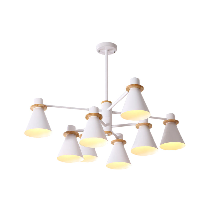 Contemporary Suspension Light Funnel Shade Metal 2-Tier 4/6/8 Lights Chandelier for Restaurant Clearhalo 'Ceiling Lights' 'Chandeliers' 'Modern Chandeliers' 'Modern' Lighting' 774430