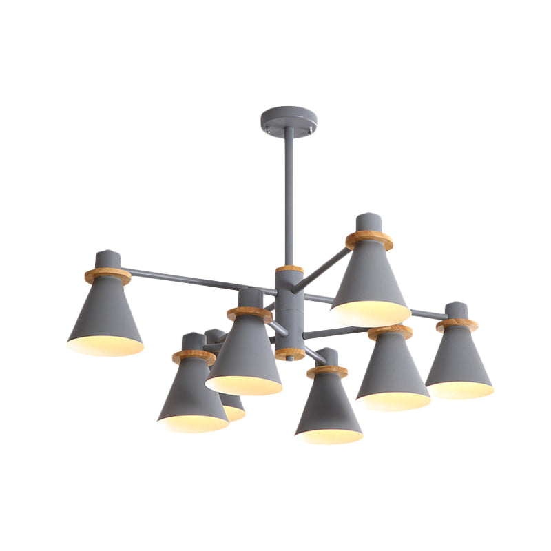 Contemporary Suspension Light Funnel Shade Metal 2-Tier 4/6/8 Lights Chandelier for Restaurant Clearhalo 'Ceiling Lights' 'Chandeliers' 'Modern Chandeliers' 'Modern' Lighting' 774434