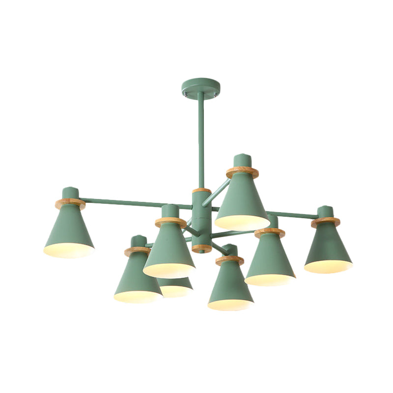 Contemporary Suspension Light Funnel Shade Metal 2-Tier 4/6/8 Lights Chandelier for Restaurant Clearhalo 'Ceiling Lights' 'Chandeliers' 'Modern Chandeliers' 'Modern' Lighting' 774437