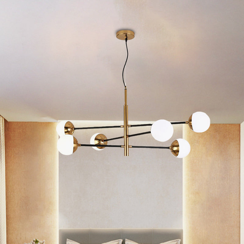 Metal Stacked Chandelier with Glass Modo Living Room Simple Style Pendant Light in Gold 6 Gold Clearhalo 'Ceiling Lights' 'Chandeliers' 'Modern Chandeliers' 'Modern' Lighting' 774506