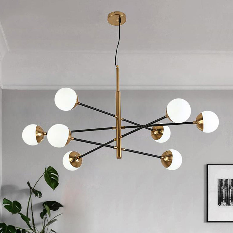 Metal Stacked Chandelier with Glass Modo Living Room Simple Style Pendant Light in Gold 8 Gold Clearhalo 'Ceiling Lights' 'Chandeliers' 'Modern Chandeliers' 'Modern' Lighting' 774510