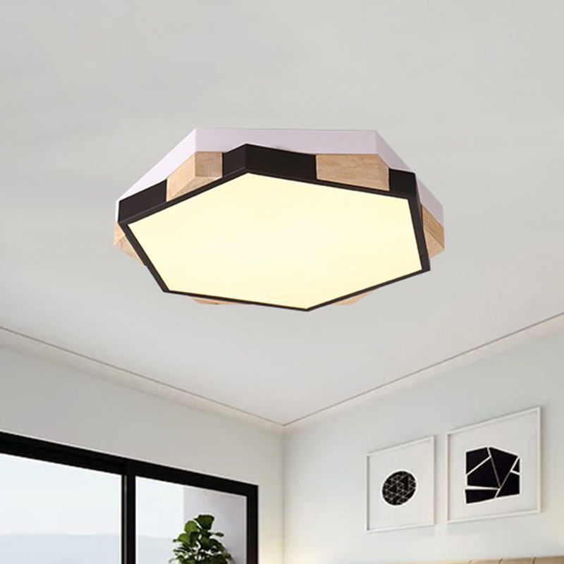 Bedroom Hexagon LED Flush Ceiling Light Acrylic Macaron Style Eye-Caring Ceiling Lamp in Black/Blue/Green/Pink/Yellow Clearhalo 'Ceiling Lights' 'Close To Ceiling Lights' 'Close to ceiling' 'Flush mount' Lighting' 774524