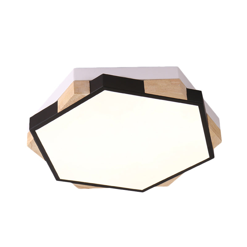 Bedroom Hexagon LED Flush Ceiling Light Acrylic Macaron Style Eye-Caring Ceiling Lamp in Black/Blue/Green/Pink/Yellow Clearhalo 'Ceiling Lights' 'Close To Ceiling Lights' 'Close to ceiling' 'Flush mount' Lighting' 774525