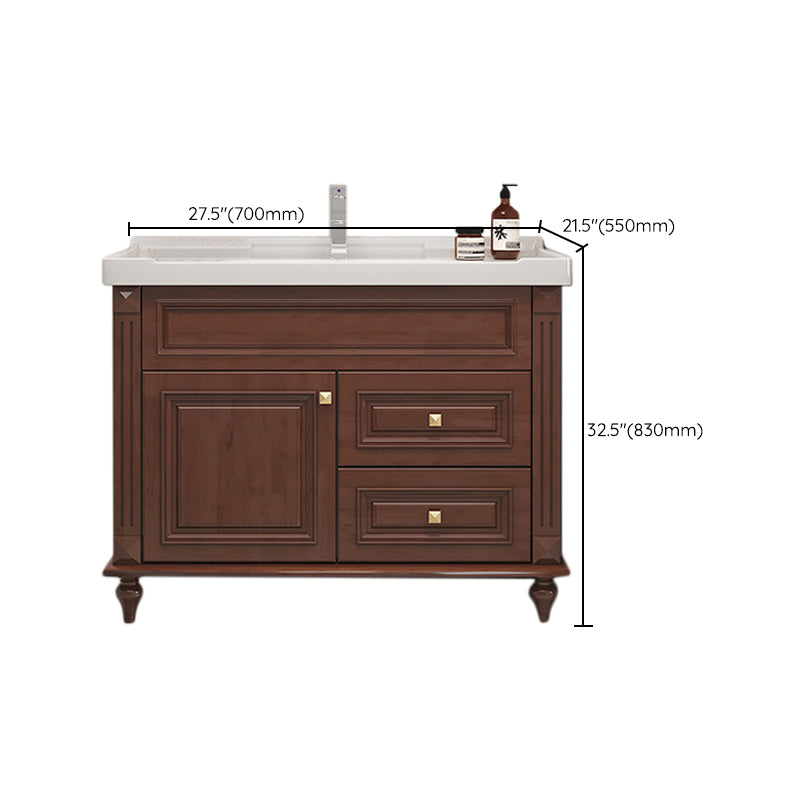 Single Sink Modern Freestanding Bathroom Sink Vanity with Mirror Clearhalo 'Bathroom Remodel & Bathroom Fixtures' 'Bathroom Vanities' 'bathroom_vanities' 'Home Improvement' 'home_improvement' 'home_improvement_bathroom_vanities' 7754978