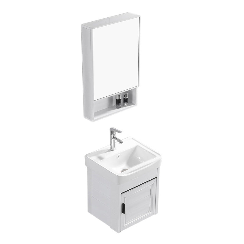 Wall Mount Modern White Bathroom Sink Vanity with Doors Sink Vanity & Faucet & Mirror Cabinet 17"L x 14"W x 19"H Towel Bar Not Included Clearhalo 'Bathroom Remodel & Bathroom Fixtures' 'Bathroom Vanities' 'bathroom_vanities' 'Home Improvement' 'home_improvement' 'home_improvement_bathroom_vanities' 7755036