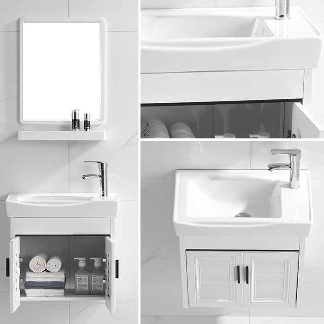 Wall Mount Modern White Bathroom Sink Vanity with Doors Sink Clearhalo 'Bathroom Remodel & Bathroom Fixtures' 'Bathroom Vanities' 'bathroom_vanities' 'Home Improvement' 'home_improvement' 'home_improvement_bathroom_vanities' 7755038