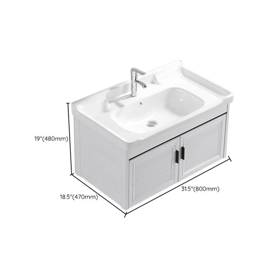 Wall Mount Modern White Bathroom Sink Vanity with Doors Sink Clearhalo 'Bathroom Remodel & Bathroom Fixtures' 'Bathroom Vanities' 'bathroom_vanities' 'Home Improvement' 'home_improvement' 'home_improvement_bathroom_vanities' 7755070