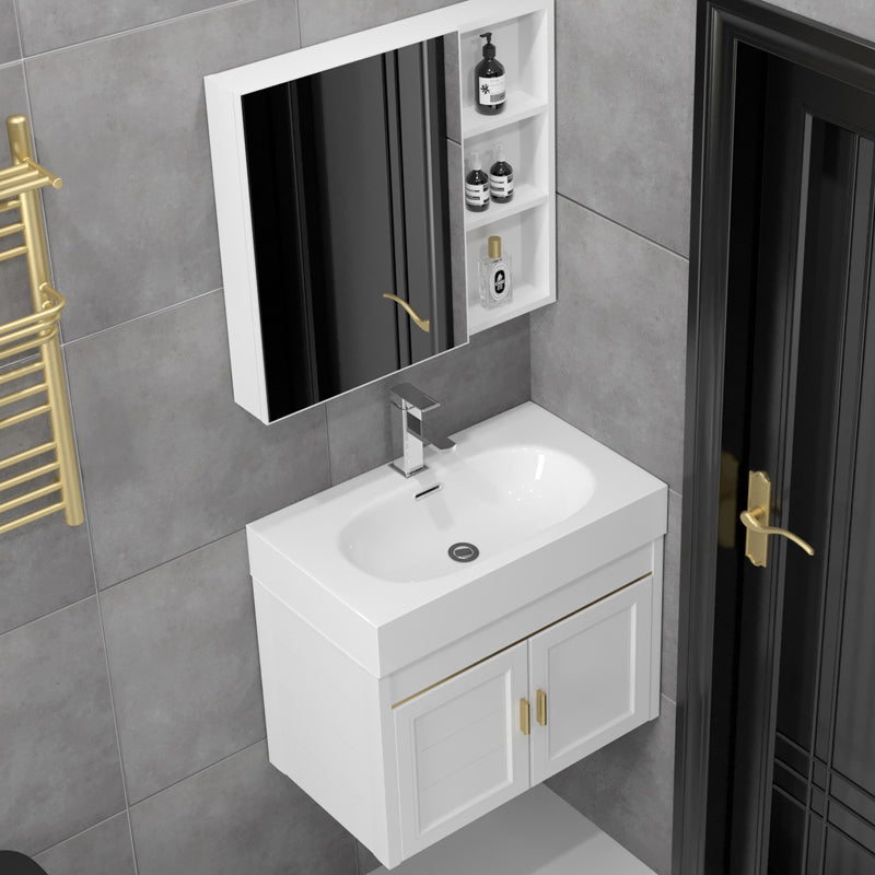 Wall Mount Glam Bathroom Vanity Metal Frame Single-Sink Gray Vanity Set Clearhalo 'Bathroom Remodel & Bathroom Fixtures' 'Bathroom Vanities' 'bathroom_vanities' 'Home Improvement' 'home_improvement' 'home_improvement_bathroom_vanities' 7755135