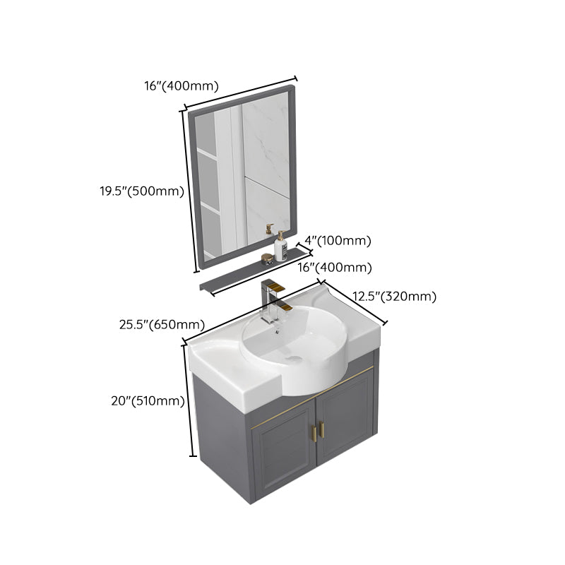 Wall Mount Glam Bathroom Vanity Metal Frame Single-Sink Gray Vanity Set Clearhalo 'Bathroom Remodel & Bathroom Fixtures' 'Bathroom Vanities' 'bathroom_vanities' 'Home Improvement' 'home_improvement' 'home_improvement_bathroom_vanities' 7755172