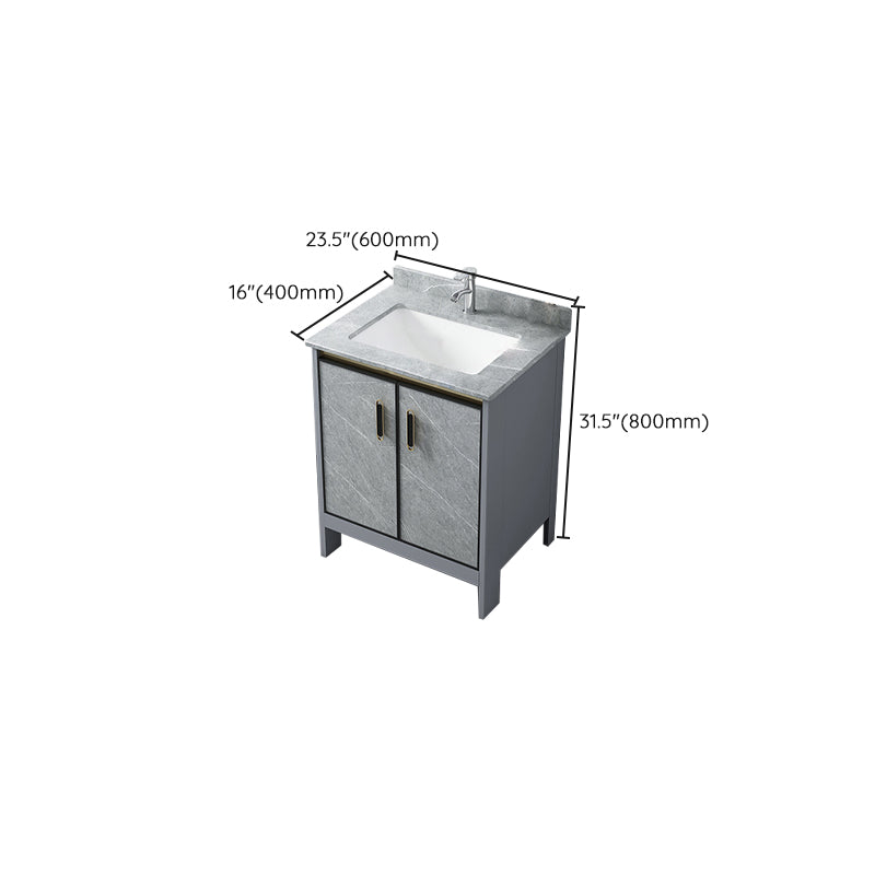 Grey Bathroom Vanity Metal Frame Freestanding Single Sink Rectangular Vanity with Doors Clearhalo 'Bathroom Remodel & Bathroom Fixtures' 'Bathroom Vanities' 'bathroom_vanities' 'Home Improvement' 'home_improvement' 'home_improvement_bathroom_vanities' 7755320