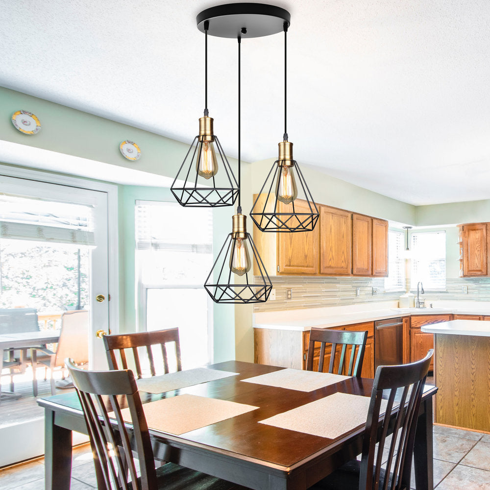 3 Heads Hanging Lamp Farmhouse Teardrop Cage Shade Metal Suspended Lamp with Round/Linear Canopy in Brass Clearhalo 'Art Deco Pendants' 'Cast Iron' 'Ceiling Lights' 'Ceramic' 'Crystal' 'Industrial Pendants' 'Industrial' 'Metal' 'Middle Century Pendants' 'Pendant Lights' 'Pendants' 'Tiffany' Lighting' 77574