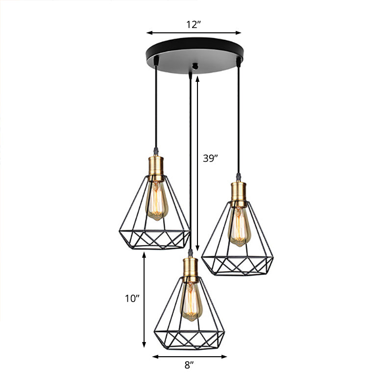 3 Heads Hanging Lamp Farmhouse Teardrop Cage Shade Metal Suspended Lamp with Round/Linear Canopy in Brass Clearhalo 'Art Deco Pendants' 'Cast Iron' 'Ceiling Lights' 'Ceramic' 'Crystal' 'Industrial Pendants' 'Industrial' 'Metal' 'Middle Century Pendants' 'Pendant Lights' 'Pendants' 'Tiffany' Lighting' 77576