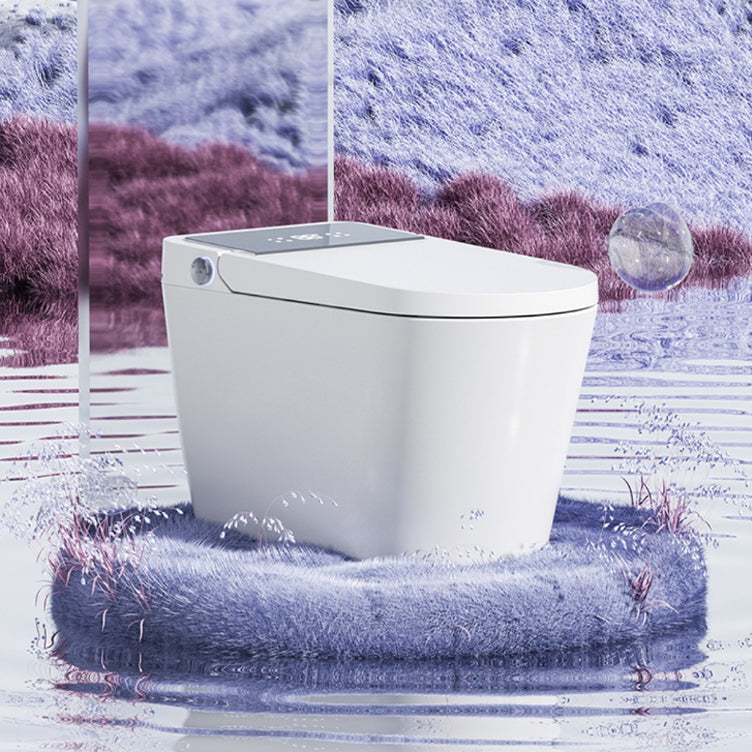 White Ceramic Elongated Foot Sensor with Heated Seat Floor Mount Bidet Clearhalo 'Bathroom Remodel & Bathroom Fixtures' 'Bidets' 'Home Improvement' 'home_improvement' 'home_improvement_bidets' 'Toilets & Bidets' 7758466