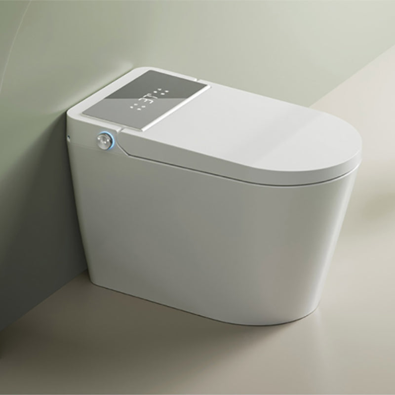 White Ceramic Elongated Foot Sensor with Heated Seat Floor Mount Bidet Toilet Seat Clearhalo 'Bathroom Remodel & Bathroom Fixtures' 'Bidets' 'Home Improvement' 'home_improvement' 'home_improvement_bidets' 'Toilets & Bidets' 7758467