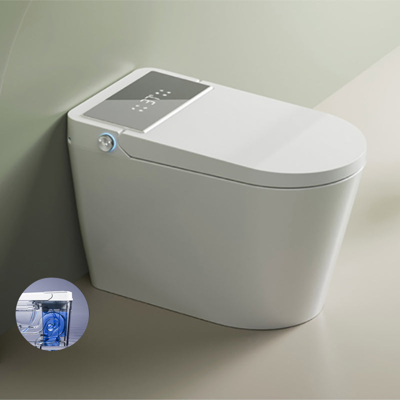 White Ceramic Elongated Foot Sensor with Heated Seat Floor Mount Bidet Toilet+ Water Tank Clearhalo 'Bathroom Remodel & Bathroom Fixtures' 'Bidets' 'Home Improvement' 'home_improvement' 'home_improvement_bidets' 'Toilets & Bidets' 7758468