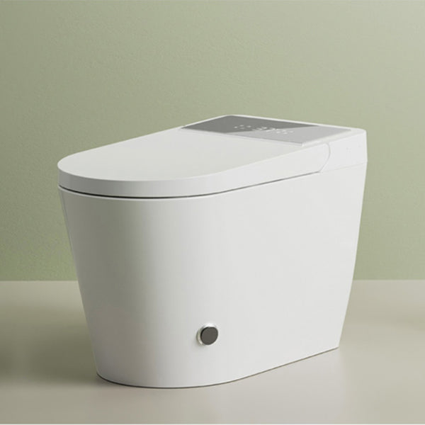 White Ceramic Elongated Foot Sensor with Heated Seat Floor Mount Bidet Clearhalo 'Bathroom Remodel & Bathroom Fixtures' 'Bidets' 'Home Improvement' 'home_improvement' 'home_improvement_bidets' 'Toilets & Bidets' 7758470