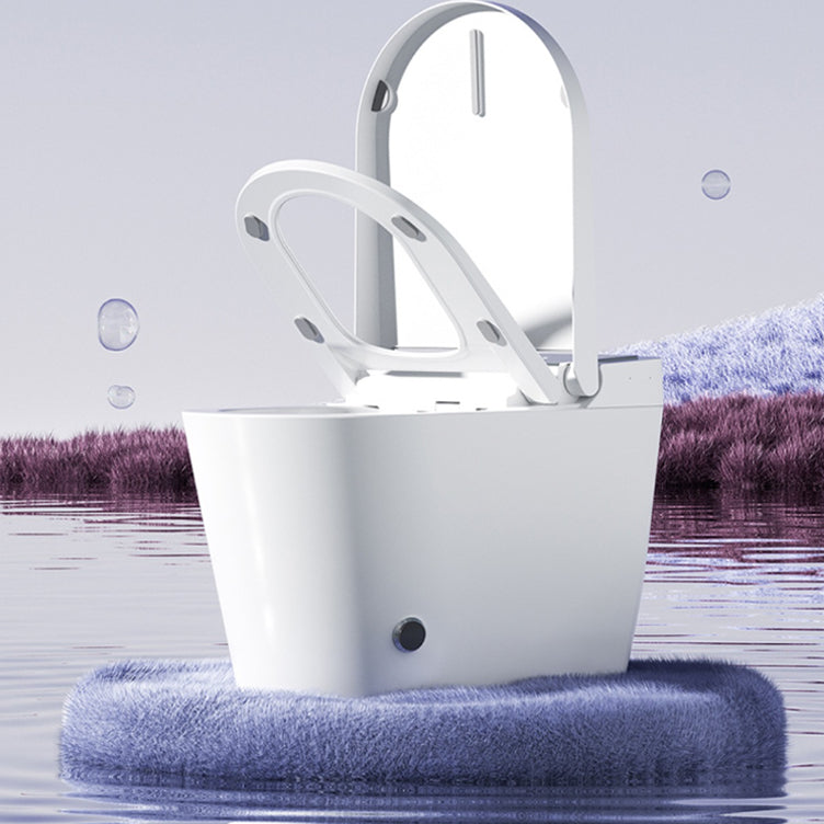 White Ceramic Elongated Foot Sensor with Heated Seat Floor Mount Bidet Clearhalo 'Bathroom Remodel & Bathroom Fixtures' 'Bidets' 'Home Improvement' 'home_improvement' 'home_improvement_bidets' 'Toilets & Bidets' 7758477