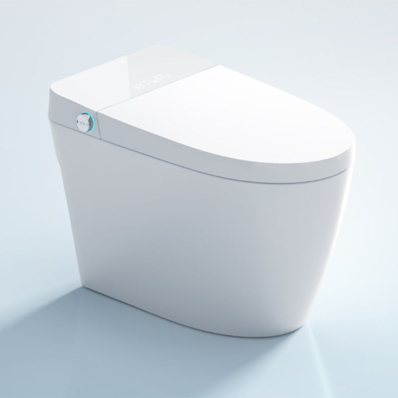 White Ceramic Contemporary Foot Sensor with Heated Seat Floor Mount Bidet Manual Lid (Standard) Clearhalo 'Bathroom Remodel & Bathroom Fixtures' 'Bidets' 'Home Improvement' 'home_improvement' 'home_improvement_bidets' 'Toilets & Bidets' 7758538