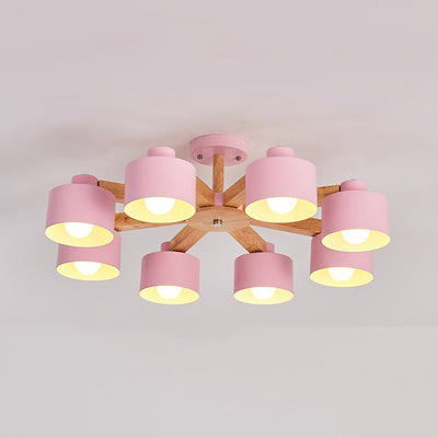 Metal Lampshade Bell Shade Chandelier Ceiling Light Modern Iron Suspension Light 8 Pink Clearhalo 'Ceiling Lights' 'Chandeliers' Lighting' options 77654_35ec111f-3ac5-4bc0-8f61-358b0cc2390a