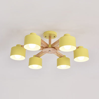 Metal Lampshade Bell Shade Chandelier Ceiling Light Modern Iron Suspension Light 6 Yellow Clearhalo 'Ceiling Lights' 'Chandeliers' Lighting' options 77655_cb8438a6-eed4-40ed-a422-5410dae20502