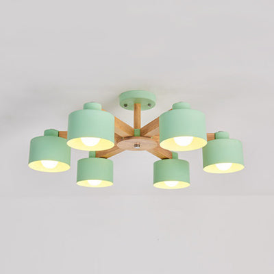 Metal Lampshade Bell Shade Chandelier Ceiling Light Modern Iron Suspension Light 6 Green Clearhalo 'Ceiling Lights' 'Chandeliers' Lighting' options 77658_59a4d864-7f37-4189-9e5a-f0173d986f3e