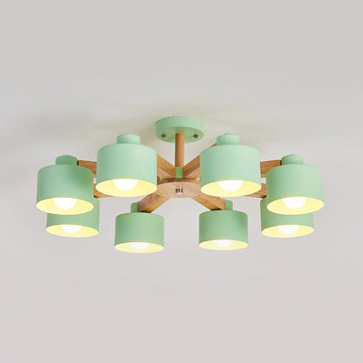 Metal Lampshade Bell Shade Chandelier Ceiling Light Modern Iron Suspension Light 8 Green Clearhalo 'Ceiling Lights' 'Chandeliers' Lighting' options 77659_4df753a7-3a3a-4b12-8e0b-290c18411693