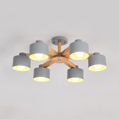 Metal Lampshade Bell Shade Chandelier Ceiling Light Modern Iron Suspension Light 6 Grey Clearhalo 'Ceiling Lights' 'Chandeliers' Lighting' options 77661_44574531-a6c6-440a-863b-35ebaee8edaf