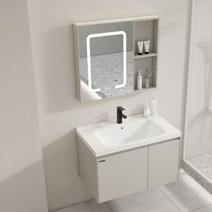 Metal Frame Vanity White Single Sink Soft Close Doors Wall Mounted Vanity with Mirror Clearhalo 'Bathroom Remodel & Bathroom Fixtures' 'Bathroom Vanities' 'bathroom_vanities' 'Home Improvement' 'home_improvement' 'home_improvement_bathroom_vanities' 7769760