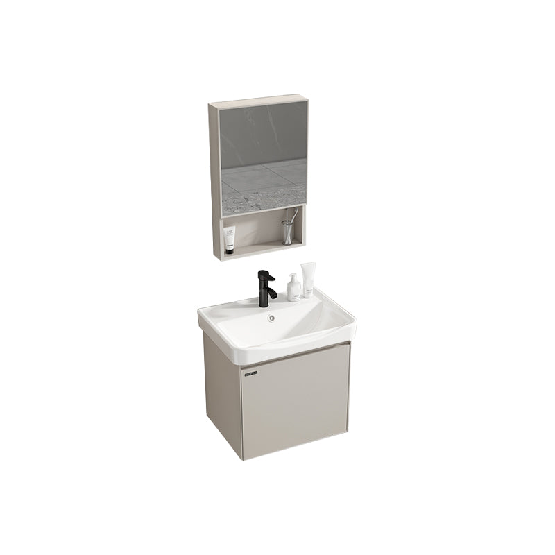 Metal Frame Vanity White Single Sink Soft Close Doors Wall Mounted Vanity with Mirror Vanity & Faucet & Mirror Cabinet Clearhalo 'Bathroom Remodel & Bathroom Fixtures' 'Bathroom Vanities' 'bathroom_vanities' 'Home Improvement' 'home_improvement' 'home_improvement_bathroom_vanities' 7769761