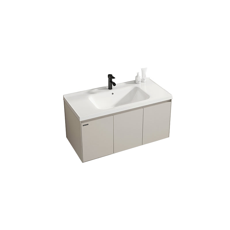 Metal Frame Vanity White Single Sink Soft Close Doors Wall Mounted Vanity with Mirror Vanity & Faucet Clearhalo 'Bathroom Remodel & Bathroom Fixtures' 'Bathroom Vanities' 'bathroom_vanities' 'Home Improvement' 'home_improvement' 'home_improvement_bathroom_vanities' 7769777