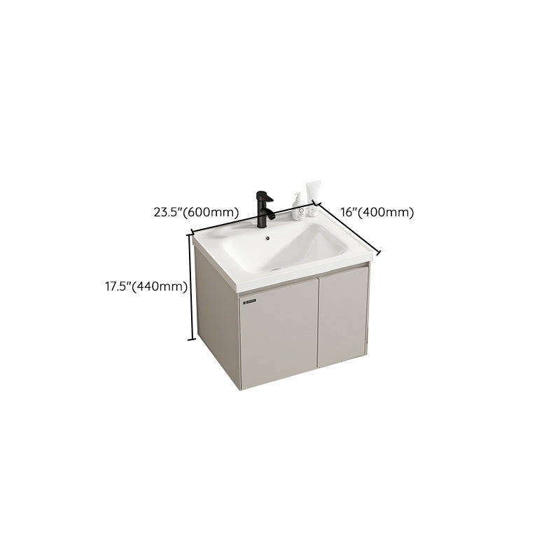 Metal Frame Vanity White Single Sink Soft Close Doors Wall Mounted Vanity with Mirror Clearhalo 'Bathroom Remodel & Bathroom Fixtures' 'Bathroom Vanities' 'bathroom_vanities' 'Home Improvement' 'home_improvement' 'home_improvement_bathroom_vanities' 7769780