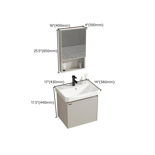 Metal Frame Vanity White Single Sink Soft Close Doors Wall Mounted Vanity with Mirror Clearhalo 'Bathroom Remodel & Bathroom Fixtures' 'Bathroom Vanities' 'bathroom_vanities' 'Home Improvement' 'home_improvement' 'home_improvement_bathroom_vanities' 7769785