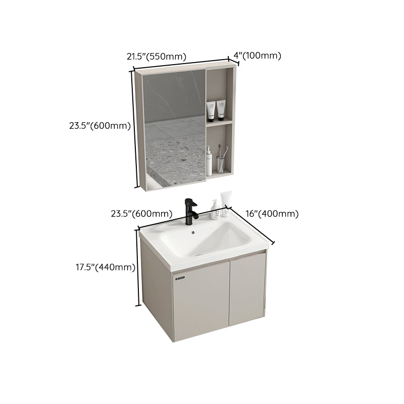 Metal Frame Vanity White Single Sink Soft Close Doors Wall Mounted Vanity with Mirror Clearhalo 'Bathroom Remodel & Bathroom Fixtures' 'Bathroom Vanities' 'bathroom_vanities' 'Home Improvement' 'home_improvement' 'home_improvement_bathroom_vanities' 7769787