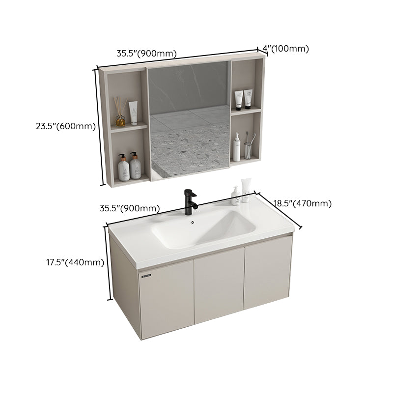 Metal Frame Vanity White Single Sink Soft Close Doors Wall Mounted Vanity with Mirror Clearhalo 'Bathroom Remodel & Bathroom Fixtures' 'Bathroom Vanities' 'bathroom_vanities' 'Home Improvement' 'home_improvement' 'home_improvement_bathroom_vanities' 7769790