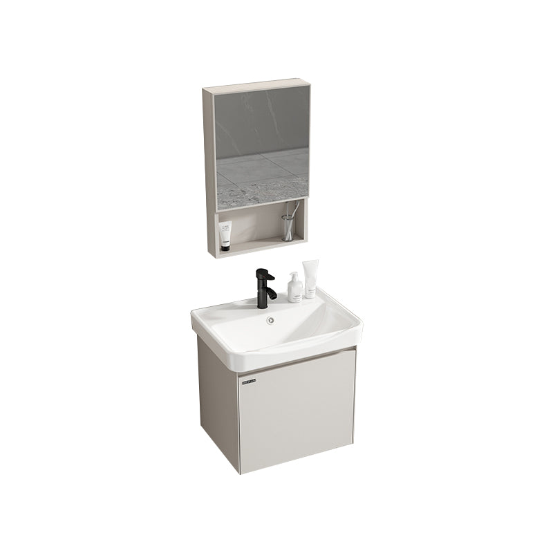 Metal Bathroom Vanity Set Single Sink Wall Mounted Bathroom Vanity Set Vanity & Faucet & Mirror Cabinet Clearhalo 'Bathroom Remodel & Bathroom Fixtures' 'Bathroom Vanities' 'bathroom_vanities' 'Home Improvement' 'home_improvement' 'home_improvement_bathroom_vanities' 7769793