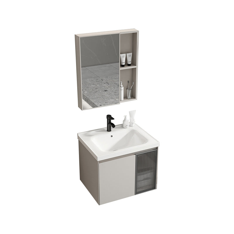 Metal Bathroom Vanity Set Single Sink Wall Mounted Bathroom Vanity Set Vanity & Faucet & Mirror Cabinet 24"L x 16"W x 17"H Clearhalo 'Bathroom Remodel & Bathroom Fixtures' 'Bathroom Vanities' 'bathroom_vanities' 'Home Improvement' 'home_improvement' 'home_improvement_bathroom_vanities' 7769794