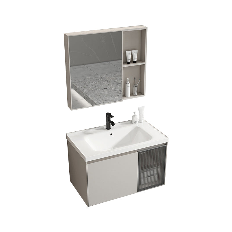 Metal Bathroom Vanity Set Single Sink Wall Mounted Bathroom Vanity Set Vanity & Faucet & Mirror Cabinet Clearhalo 'Bathroom Remodel & Bathroom Fixtures' 'Bathroom Vanities' 'bathroom_vanities' 'Home Improvement' 'home_improvement' 'home_improvement_bathroom_vanities' 7769797