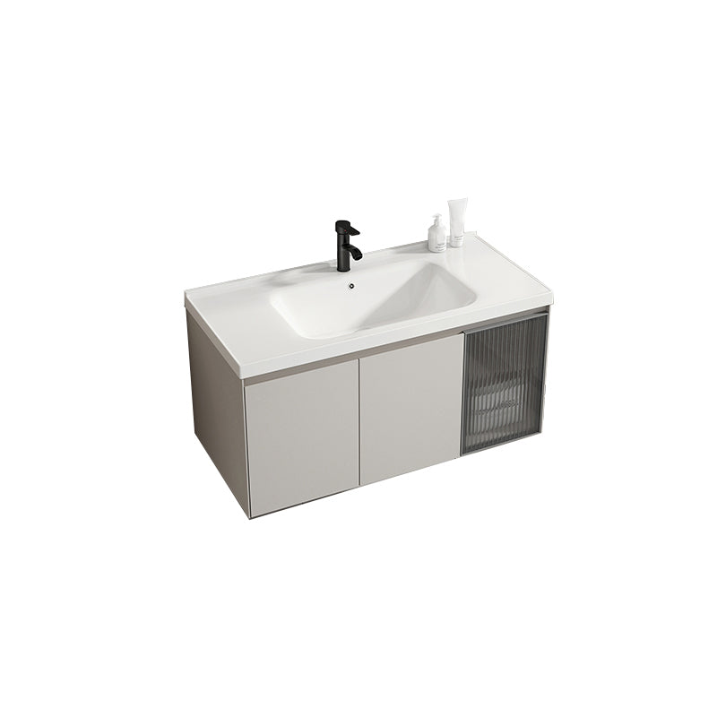 Metal Bathroom Vanity Set Single Sink Wall Mounted Bathroom Vanity Set Vanity & Faucet Clearhalo 'Bathroom Remodel & Bathroom Fixtures' 'Bathroom Vanities' 'bathroom_vanities' 'Home Improvement' 'home_improvement' 'home_improvement_bathroom_vanities' 7769809