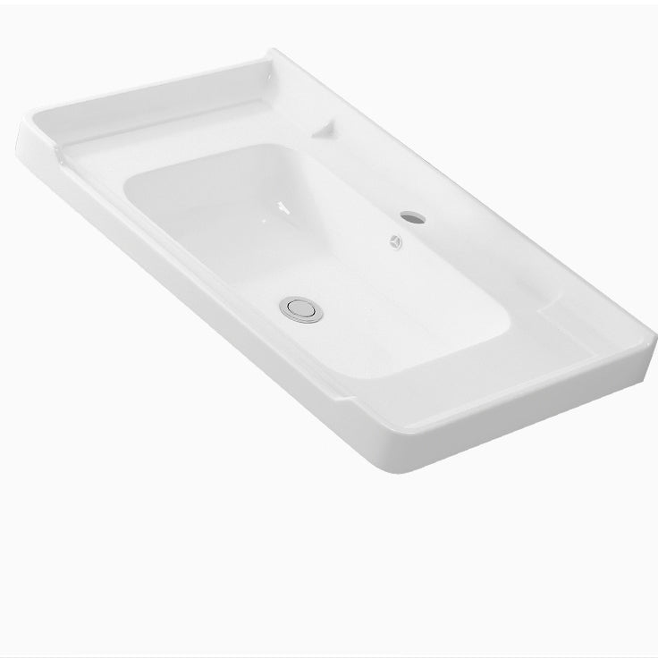 Bathroom Vanity Wall Mounted Sink Vanity in Ceramic with Waterproof Mirror Clearhalo 'Bathroom Remodel & Bathroom Fixtures' 'Bathroom Vanities' 'bathroom_vanities' 'Home Improvement' 'home_improvement' 'home_improvement_bathroom_vanities' 7769834