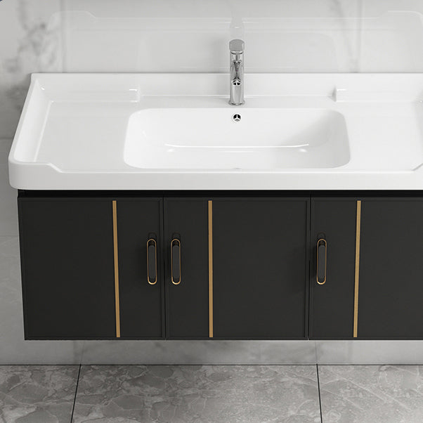 Bathroom Vanity Wall Mounted Sink Vanity in Ceramic with Waterproof Mirror Clearhalo 'Bathroom Remodel & Bathroom Fixtures' 'Bathroom Vanities' 'bathroom_vanities' 'Home Improvement' 'home_improvement' 'home_improvement_bathroom_vanities' 7769836