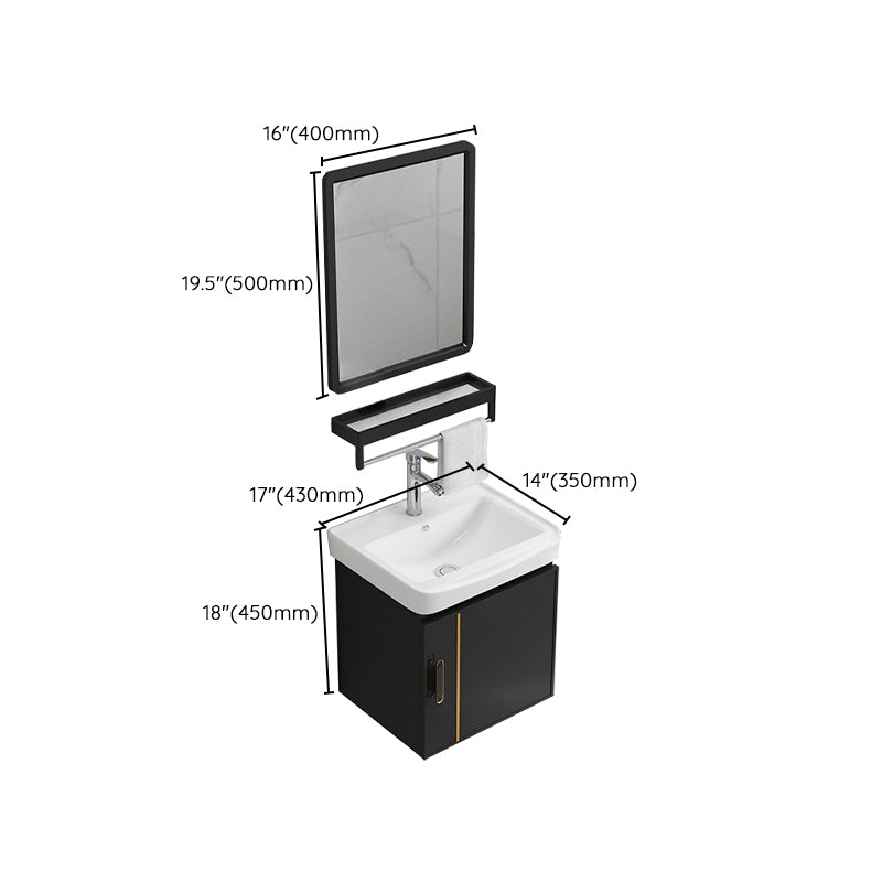 Bathroom Vanity Wall Mounted Sink Vanity in Ceramic with Waterproof Mirror Clearhalo 'Bathroom Remodel & Bathroom Fixtures' 'Bathroom Vanities' 'bathroom_vanities' 'Home Improvement' 'home_improvement' 'home_improvement_bathroom_vanities' 7769855