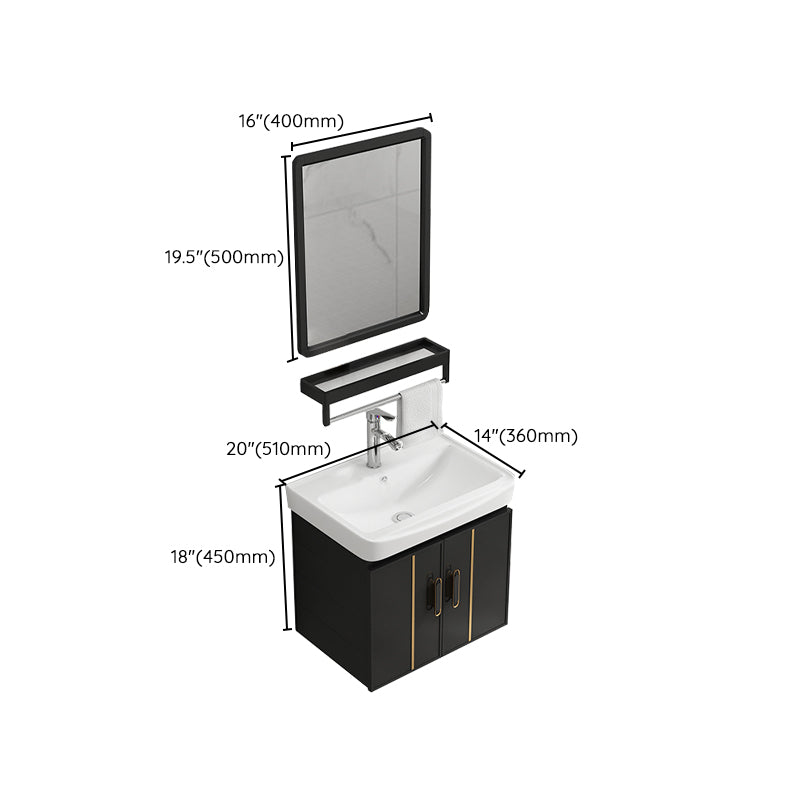 Bathroom Vanity Wall Mounted Sink Vanity in Ceramic with Waterproof Mirror Clearhalo 'Bathroom Remodel & Bathroom Fixtures' 'Bathroom Vanities' 'bathroom_vanities' 'Home Improvement' 'home_improvement' 'home_improvement_bathroom_vanities' 7769856