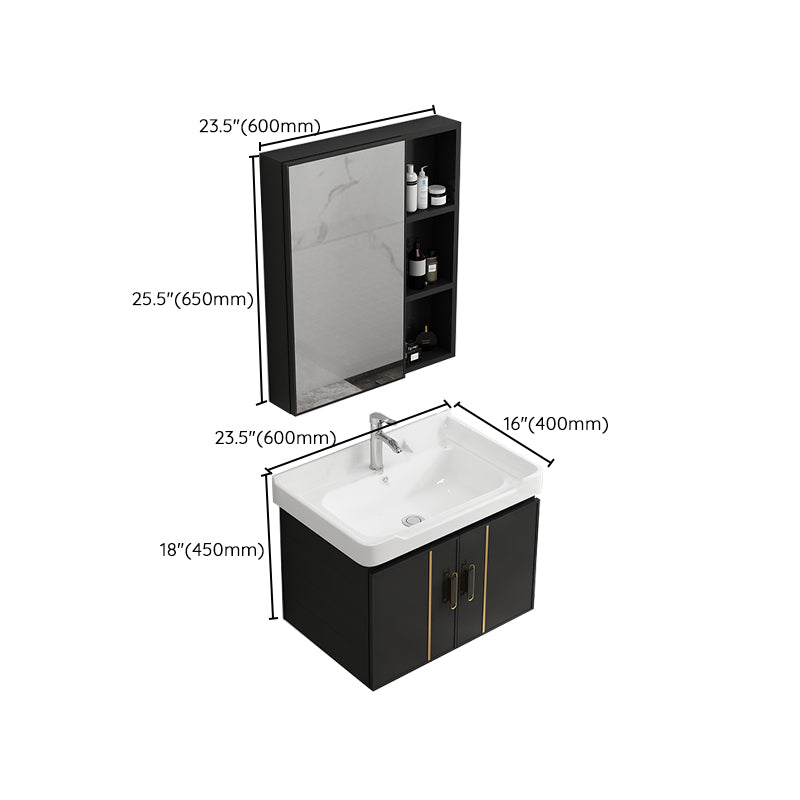 Bathroom Vanity Wall Mounted Sink Vanity in Ceramic with Waterproof Mirror Clearhalo 'Bathroom Remodel & Bathroom Fixtures' 'Bathroom Vanities' 'bathroom_vanities' 'Home Improvement' 'home_improvement' 'home_improvement_bathroom_vanities' 7769866