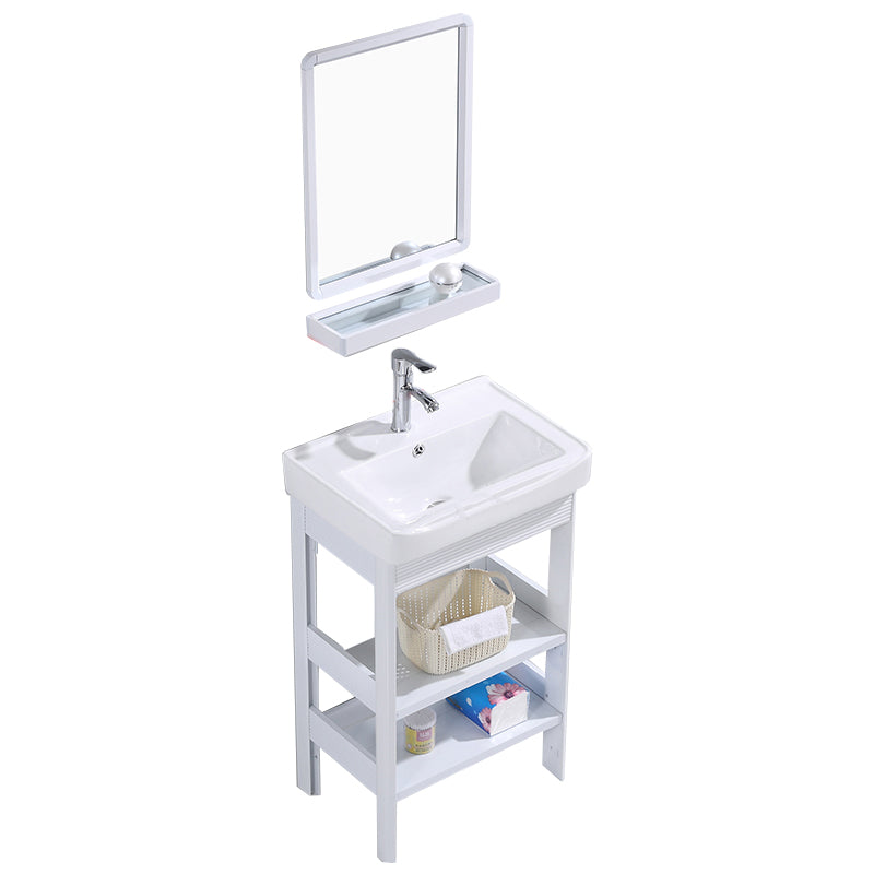 White Vanity Sink Doors Drawer Faucet Storage Shelf Vanity with Mirror Vanity & Faucet & Mirrors 20"L x 14"W x 32"H Without Legs Clearhalo 'Bathroom Remodel & Bathroom Fixtures' 'Bathroom Vanities' 'bathroom_vanities' 'Home Improvement' 'home_improvement' 'home_improvement_bathroom_vanities' 7769877