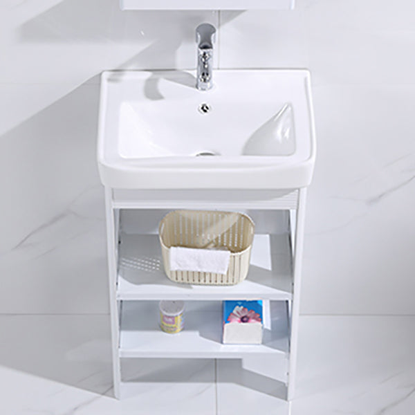 White Vanity Sink Doors Drawer Faucet Storage Shelf Vanity with Mirror Clearhalo 'Bathroom Remodel & Bathroom Fixtures' 'Bathroom Vanities' 'bathroom_vanities' 'Home Improvement' 'home_improvement' 'home_improvement_bathroom_vanities' 7769878