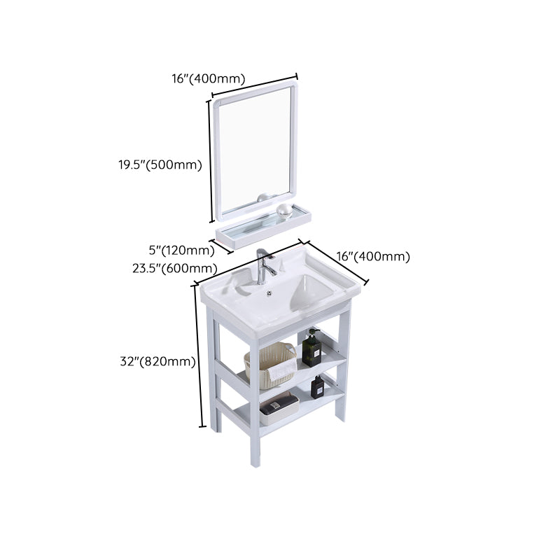 White Vanity Sink Doors Drawer Faucet Storage Shelf Vanity with Mirror Clearhalo 'Bathroom Remodel & Bathroom Fixtures' 'Bathroom Vanities' 'bathroom_vanities' 'Home Improvement' 'home_improvement' 'home_improvement_bathroom_vanities' 7769909