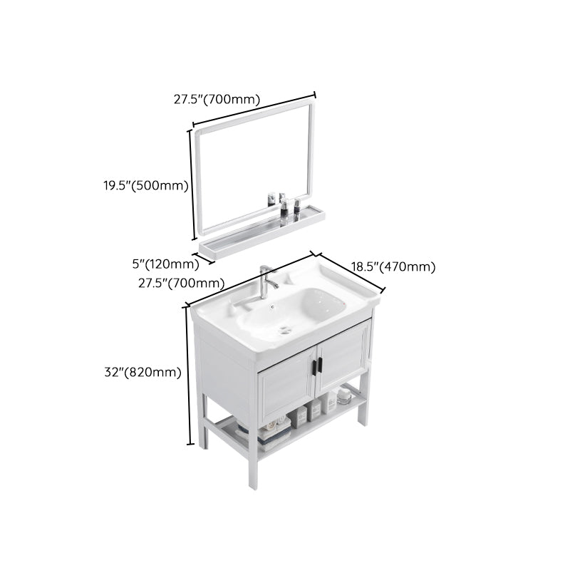 White Vanity Sink Doors Drawer Faucet Storage Shelf Vanity with Mirror Clearhalo 'Bathroom Remodel & Bathroom Fixtures' 'Bathroom Vanities' 'bathroom_vanities' 'Home Improvement' 'home_improvement' 'home_improvement_bathroom_vanities' 7769914