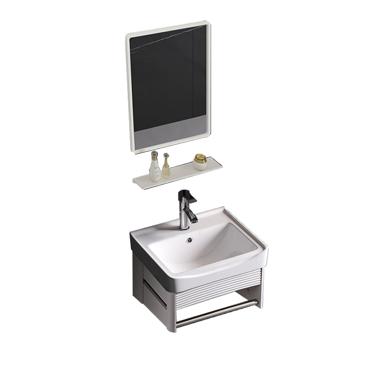 Glam Bathroom Vanity Ceramic Top Mirror Included Wall-Mounted Vanity Sink Vanity & Faucet & Mirrors Door Not Included Clearhalo 'Bathroom Remodel & Bathroom Fixtures' 'Bathroom Vanities' 'bathroom_vanities' 'Home Improvement' 'home_improvement' 'home_improvement_bathroom_vanities' 7769954