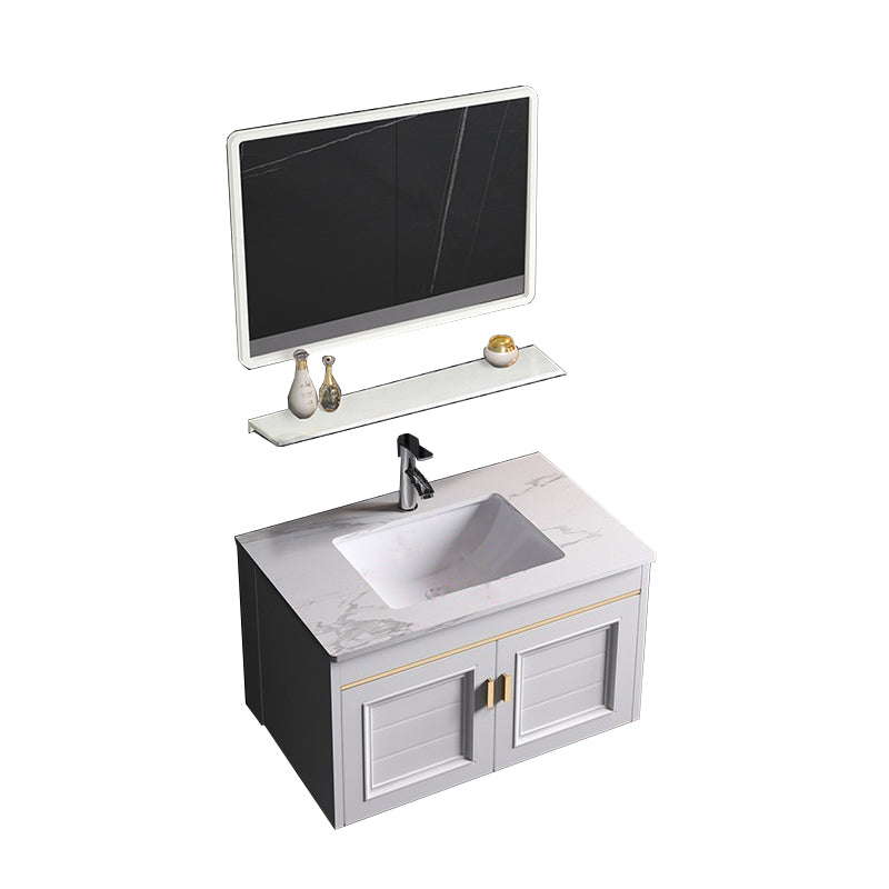 Glam Bathroom Vanity Ceramic Top Mirror Included Wall-Mounted Vanity Sink Vanity & Faucet & Mirrors 2 Clearhalo 'Bathroom Remodel & Bathroom Fixtures' 'Bathroom Vanities' 'bathroom_vanities' 'Home Improvement' 'home_improvement' 'home_improvement_bathroom_vanities' 7769963